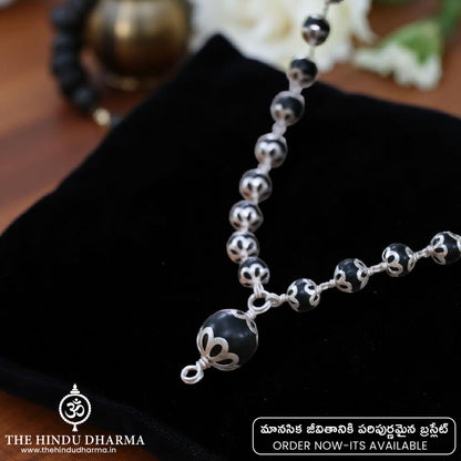 Original Karungali Malai with Silver cap 54-Beads & Karungali Malai Bracelet Combo with Govt. Certification