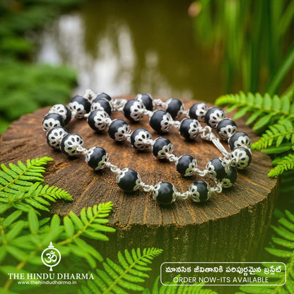 Original Karungali Malai with Silver cap 54-Beads & Karungali Malai Bracelet Combo with Govt. Certification