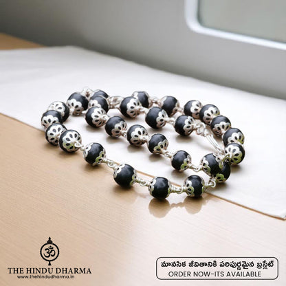 Original Karungali Malai with Silver cap 54-Beads & Karungali Malai Bracelet Combo with Govt. Certification